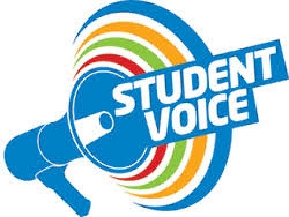 Image of a megaphone with the words Student Voice coming out of it.